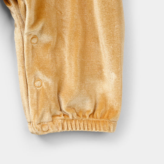 Infant Girls Velvet Romper - Yellow