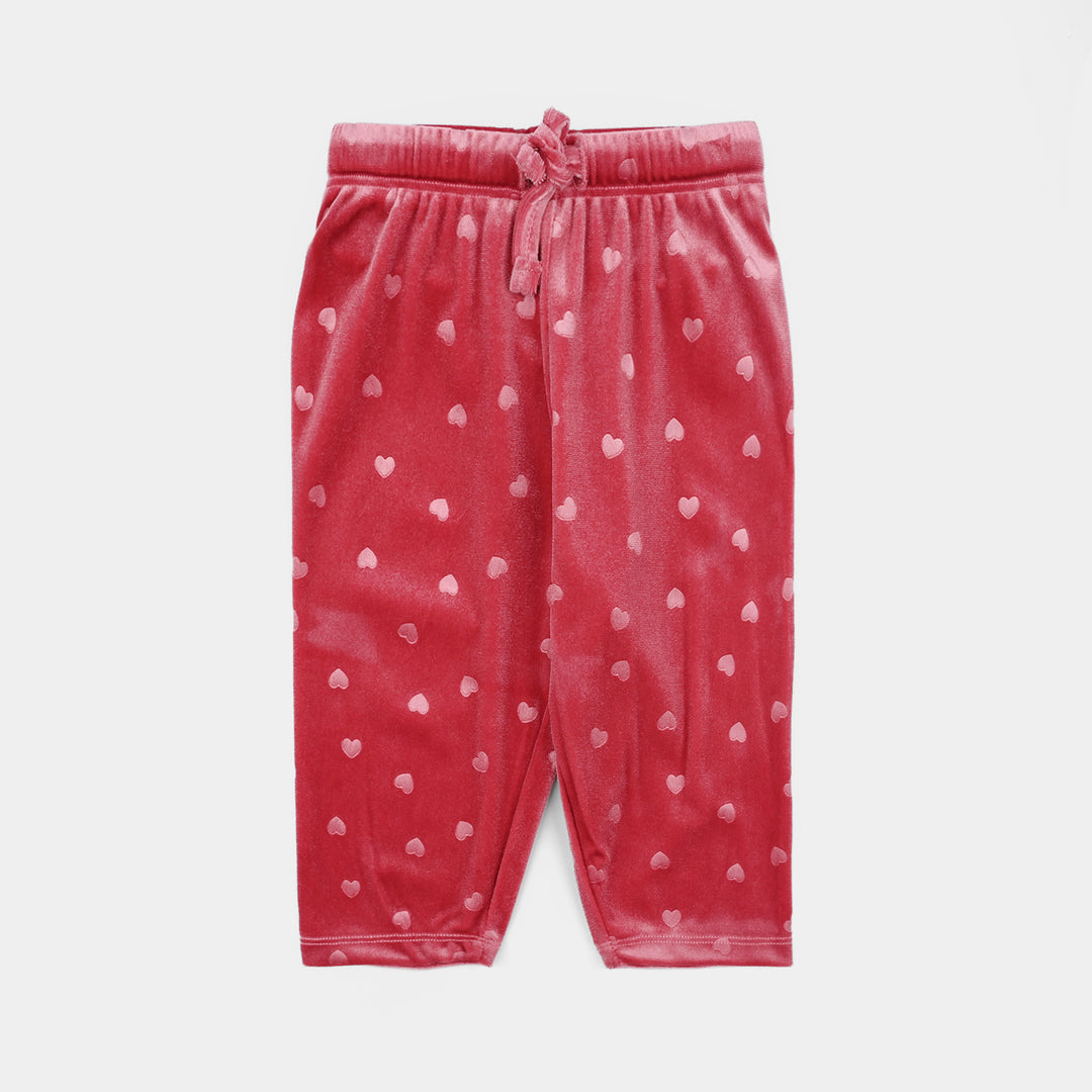 Infant Girls Velvet Suit Embossed Heart-Pink