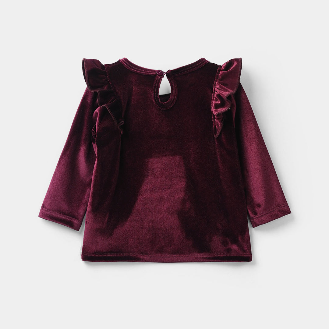 Infant Girls Velvet Suit Raffle Style-Red