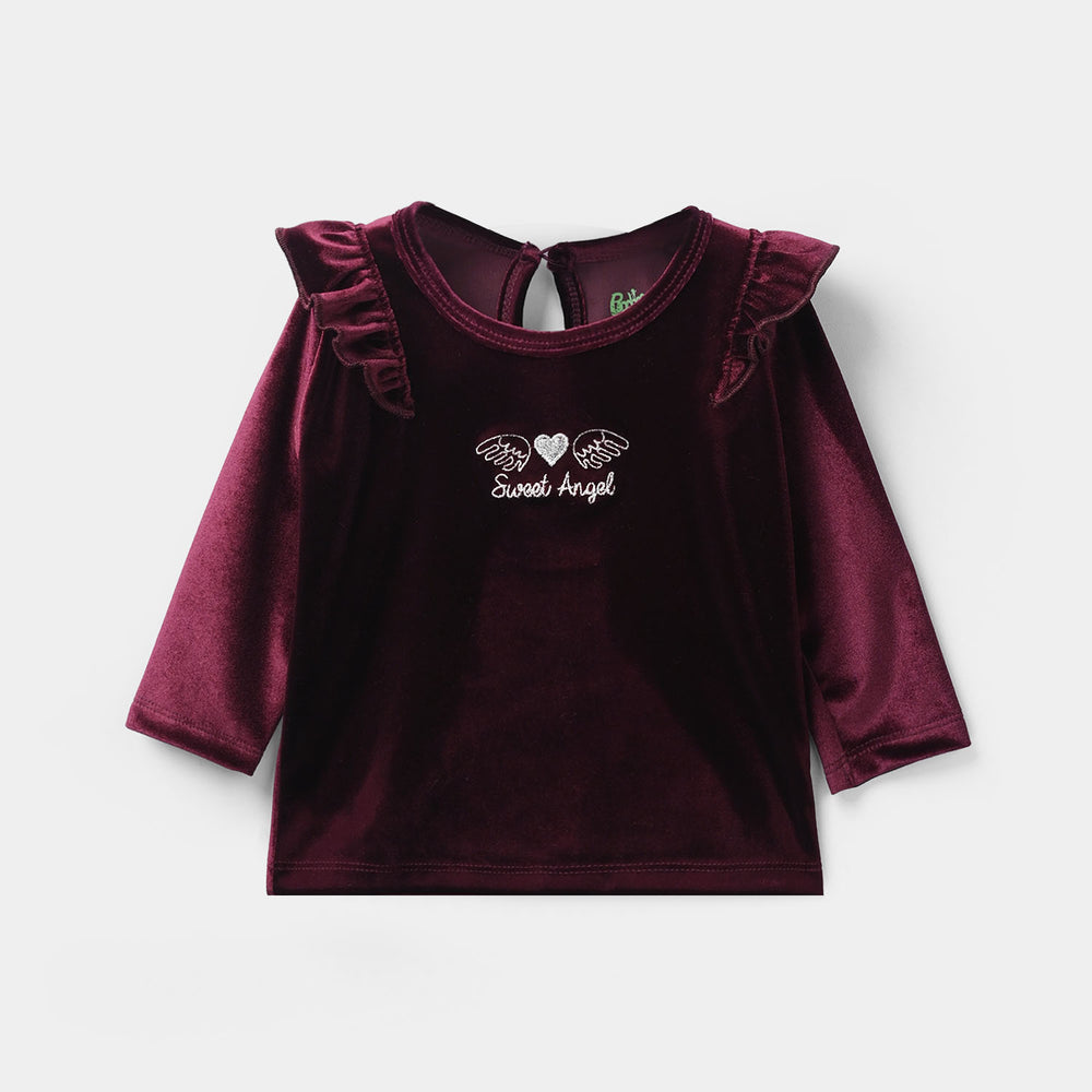 Infant Girls Velvet Suit Raffle Style-Red