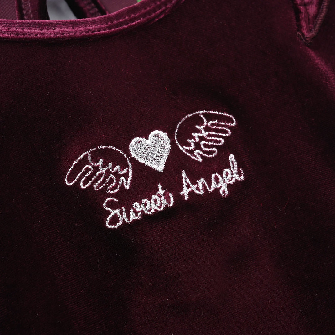 Infant Girls Velvet Suit Raffle Style-Red