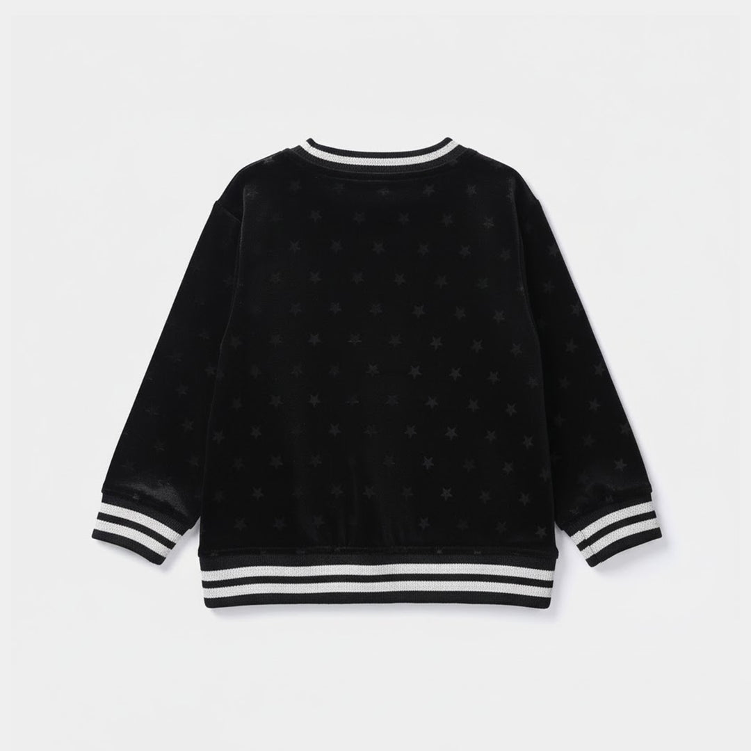 Infant Girls Velvet Sweatshirt Black Star-BLACK