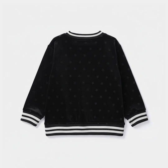 Infant Girls Velvet Sweatshirt Black Star-BLACK