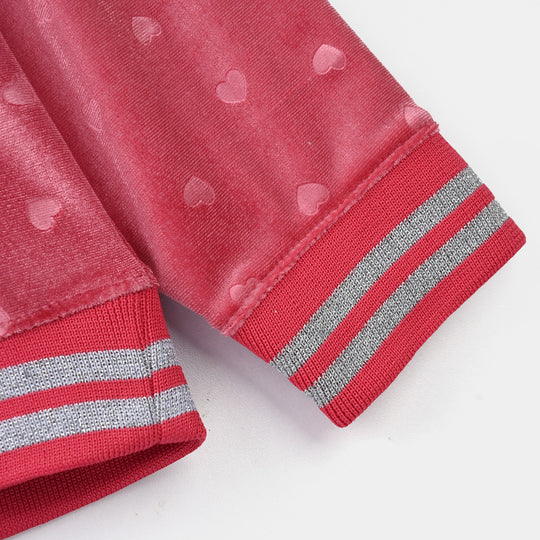 Infant Girls Velvet Sweatshirt Pink Heart-PINK