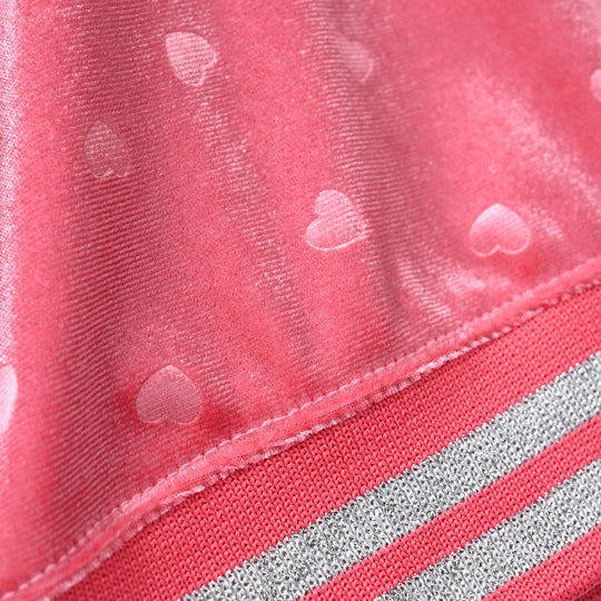 Girls Velour Sweatshirt Pink Heart - Pink