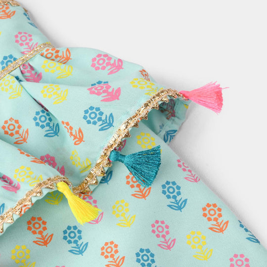 Infant Girls Poly Cambric 2Pcs Set (Dolly) - Mint Green