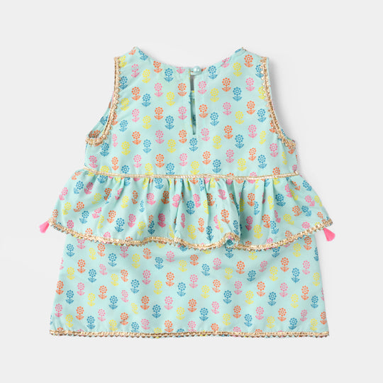 Infant Girls Poly Cambric 2Pcs Set (Dolly) - Mint Green