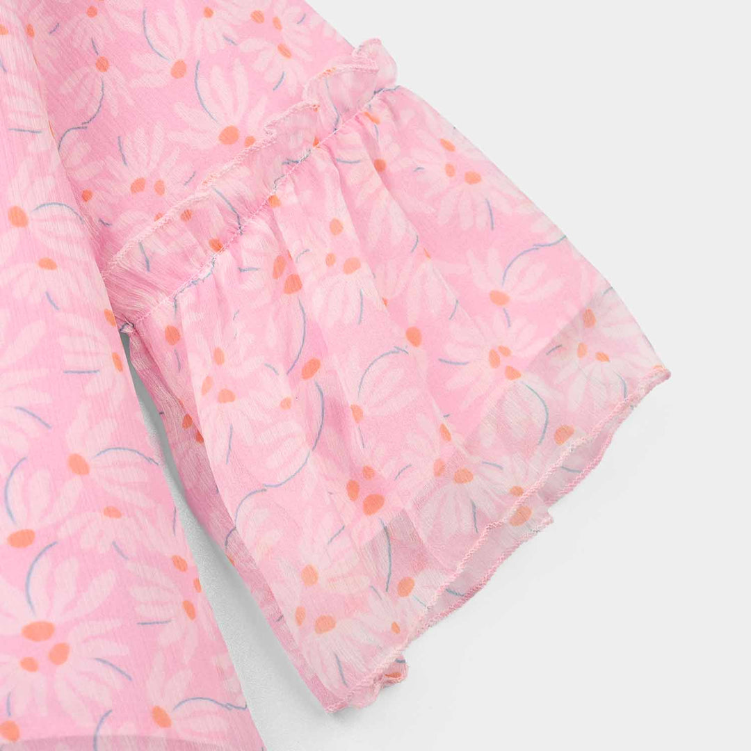 Girls Chiffon Casual Top Pink Flamingo