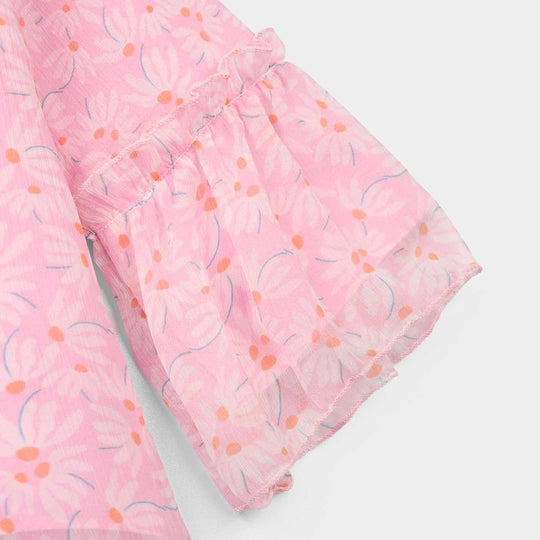 Girls Chiffon Casual Top Pink Flamingo