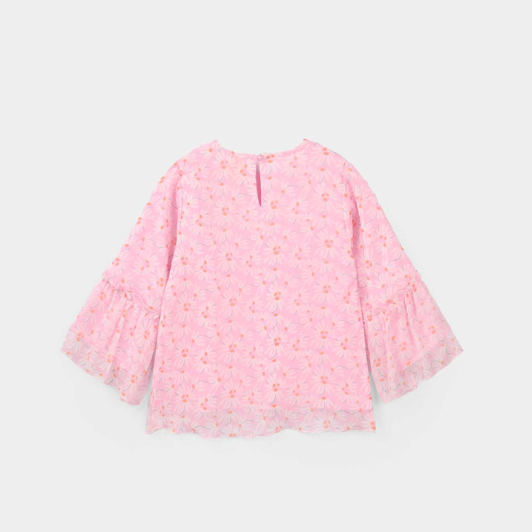 Infant Girls Chiffon Casual Top - Pink Flamingo