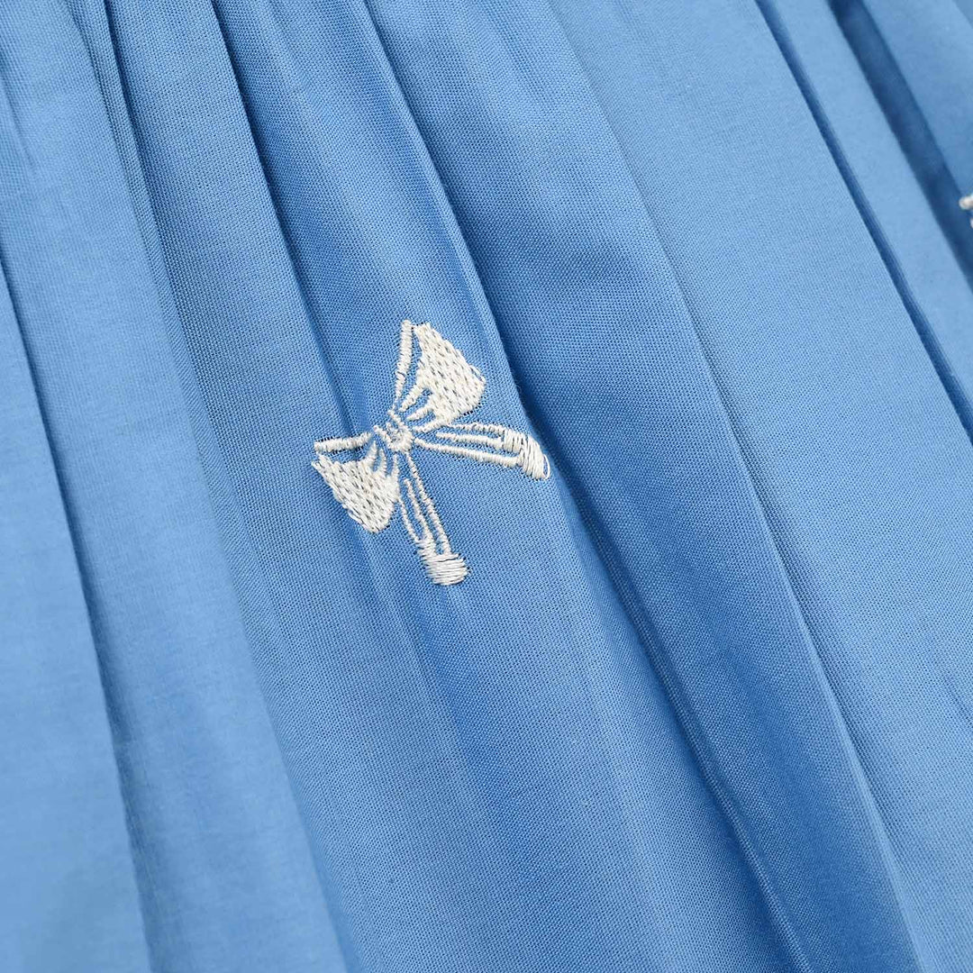 Girls Cotton Embroidered CO-Ord Set - Blue