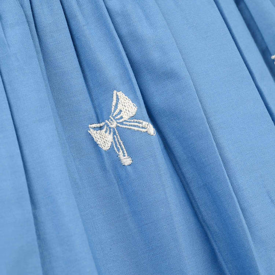 Girls Cotton Embroidered CO-Ord Set - Blue