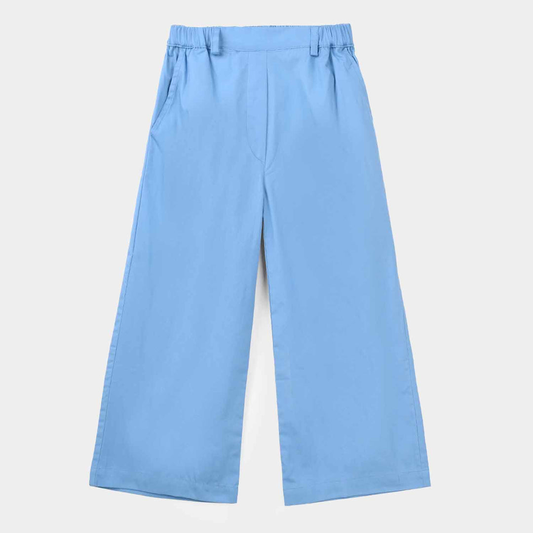 Girls Cotton Embroidered CO-Ord Set - Blue