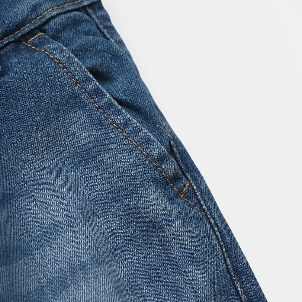 Boys Denim Stretch Pants - Mid Blue