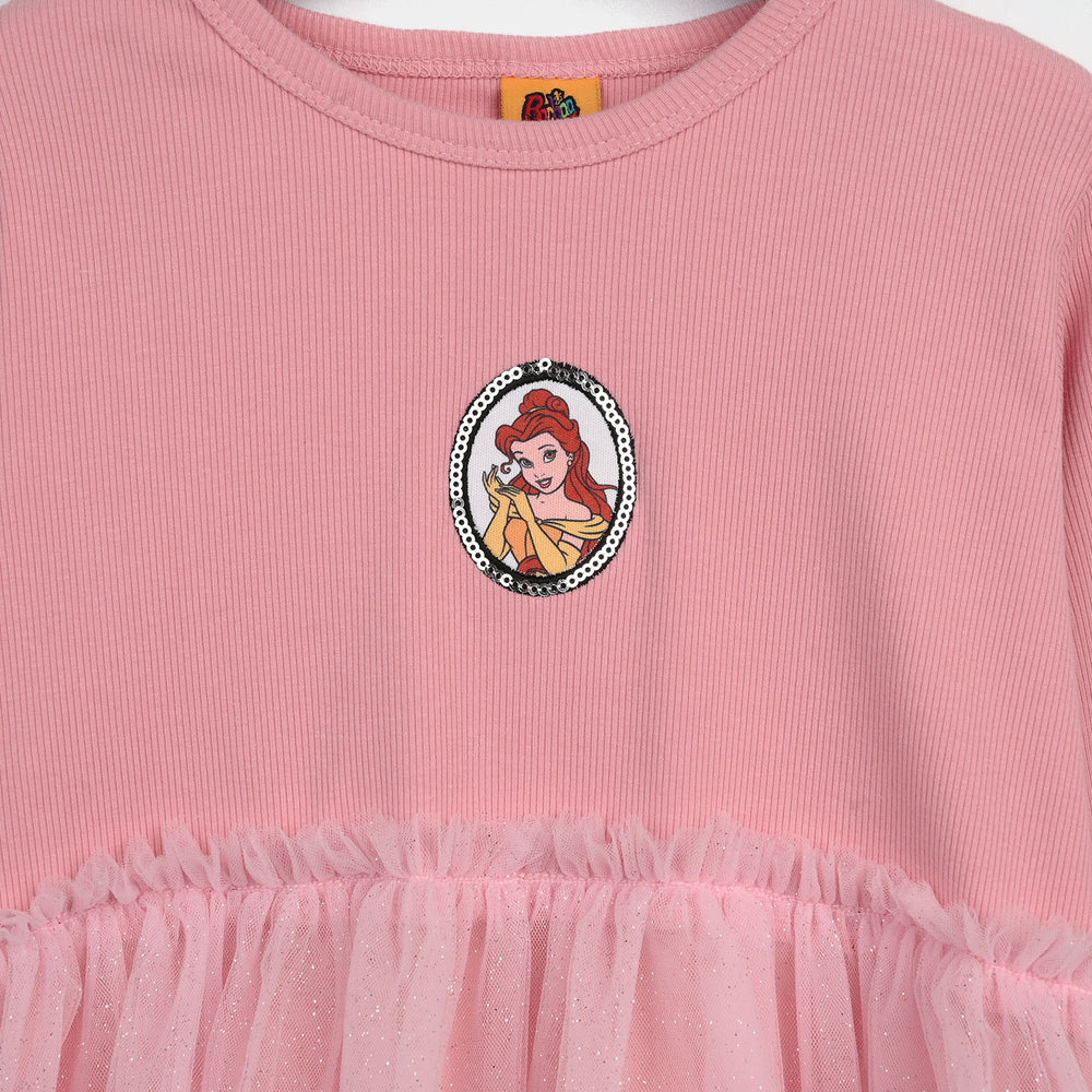 Girls Net Frock-Pink