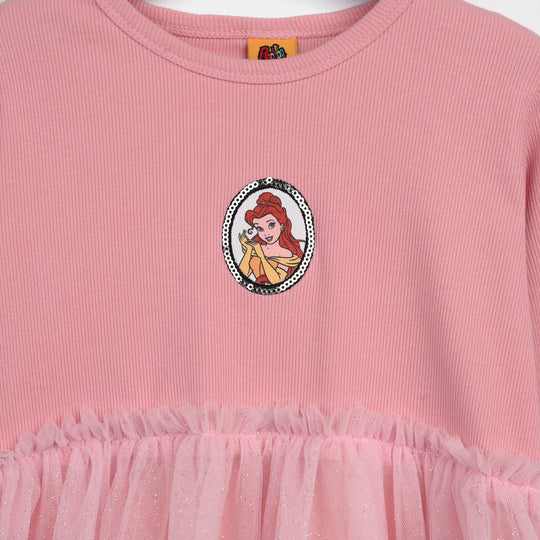 Girls Net Frock-Pink
