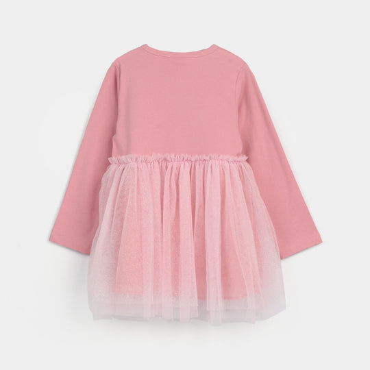 Girls Net Frock-Pink