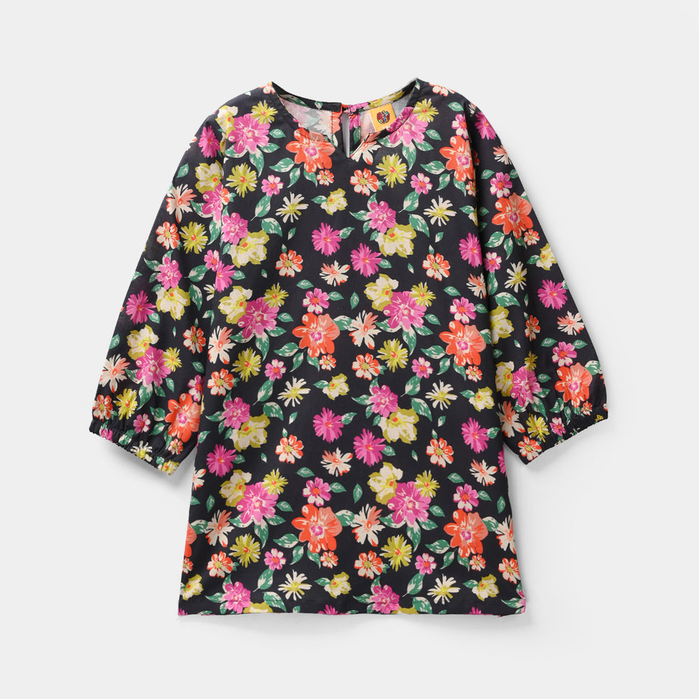 Girls Cotton Printed 2Pcs Raspberry - Multi