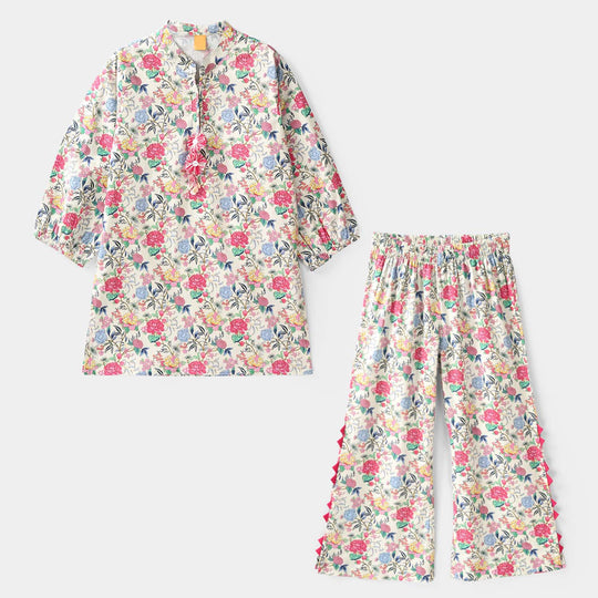 Girls Cotton Printed 2Pcs Flora - Multi