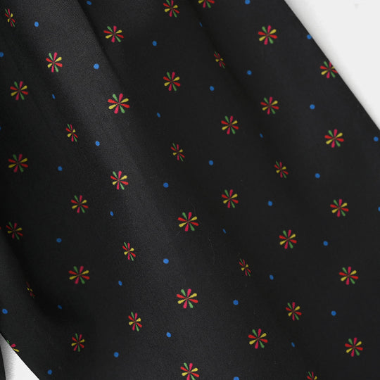 Infant Girls Poly Satin Printed Shalwar - Black