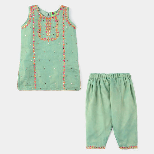 Infant Girls Net 2-Pcs Suit (Zara Noor) - Mint Green