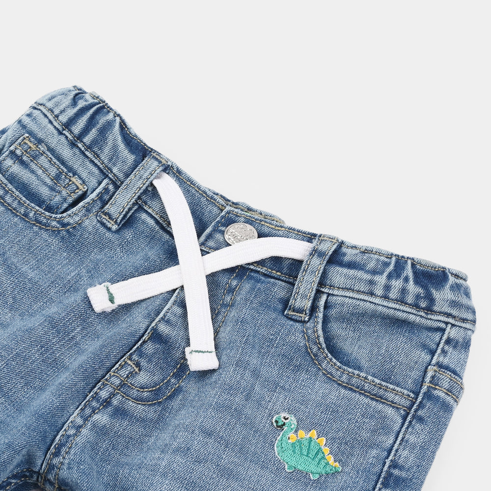 Infant Boys Denim Rigid Pants (Mini Dino) - Mid Blue