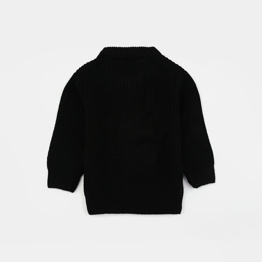 Infant Girls Acrylic Sweater-Butterfly-BLACK