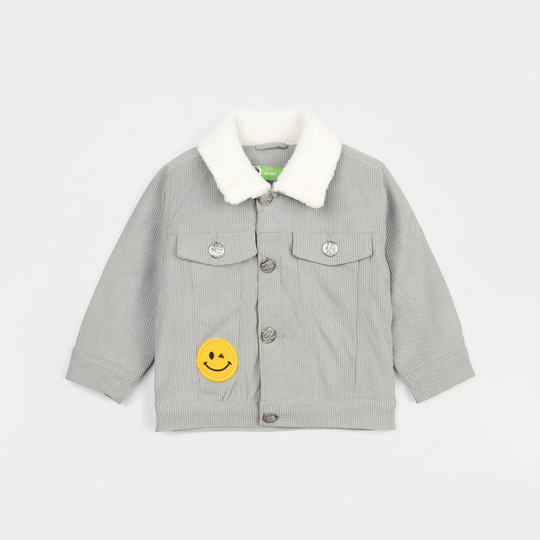 Infant Boys Corduroy Jacket Smile Face - Grey