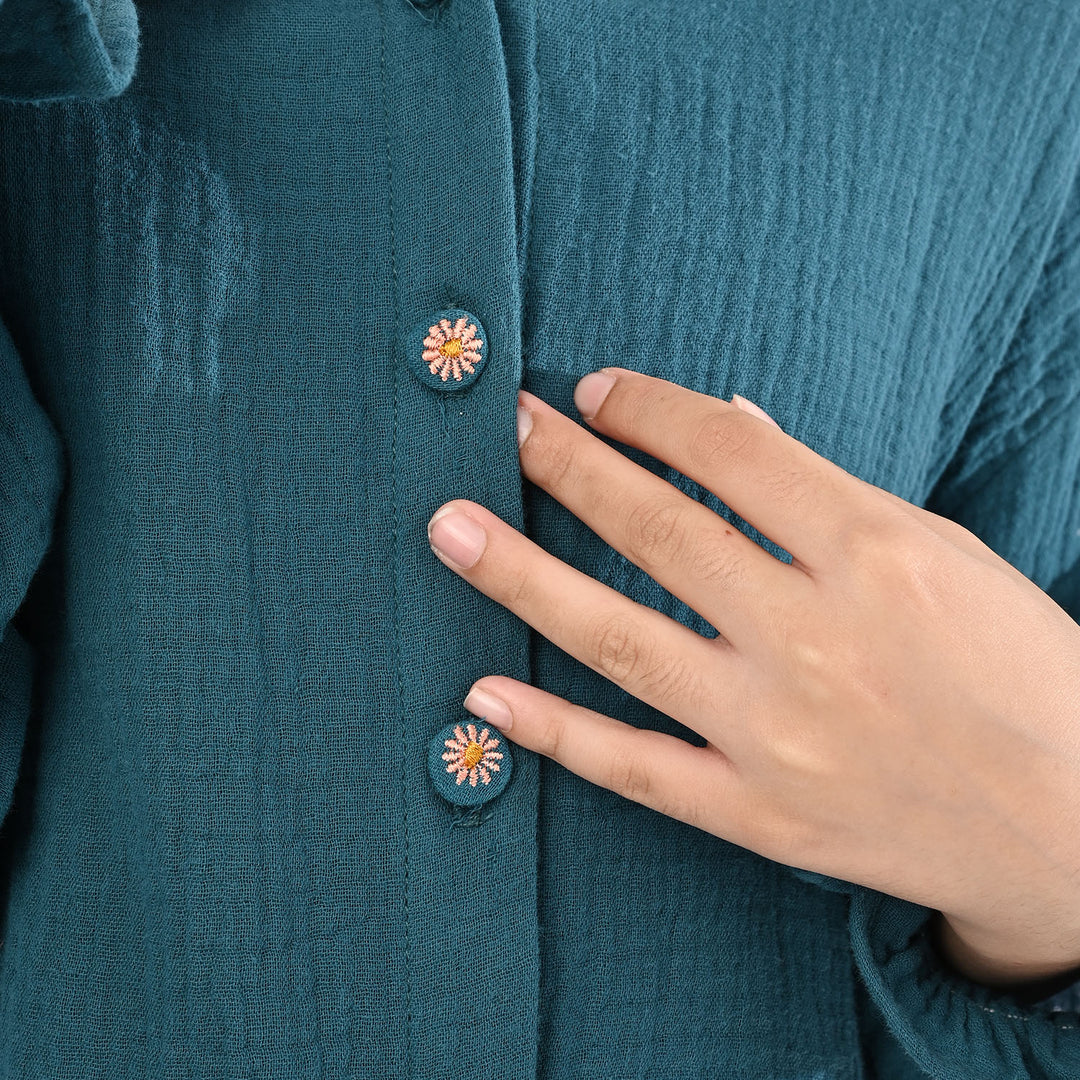 Girls Cotton Casual Top - Teal Green