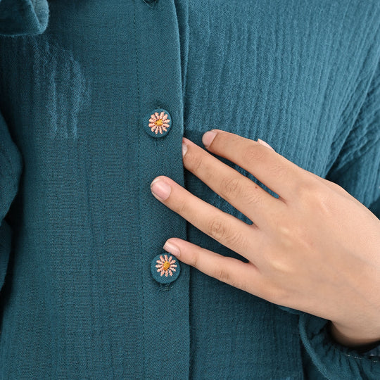 Girls Cotton Casual Top - Teal Green