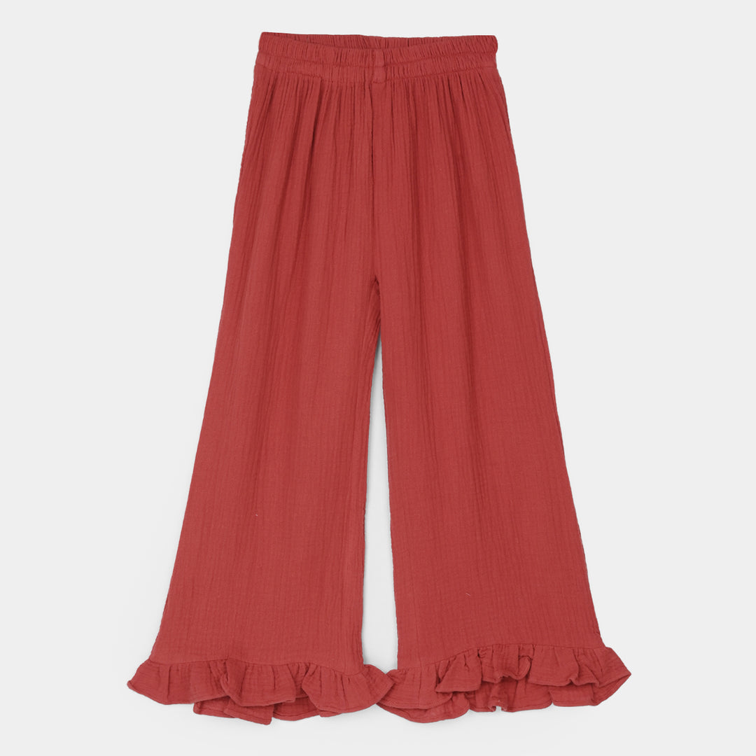 Girls Cotton Emb Co-Ord Set Exotic-Rust