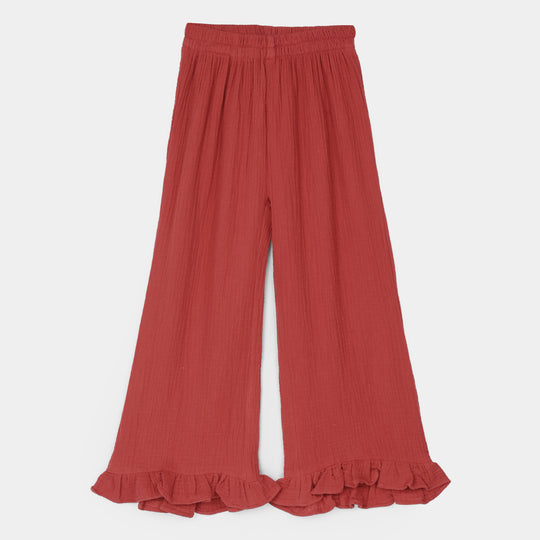 Girls Cotton Emb Co-Ord Set Exotic-Rust