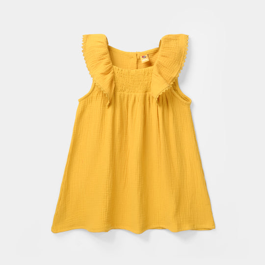 Girls Cotton Casual Frock (Sunny) - Yellow