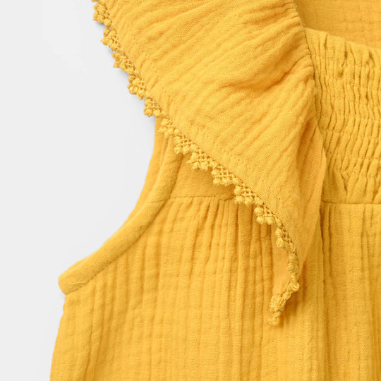 Girls Cotton Casual Frock (Sunny) - Yellow