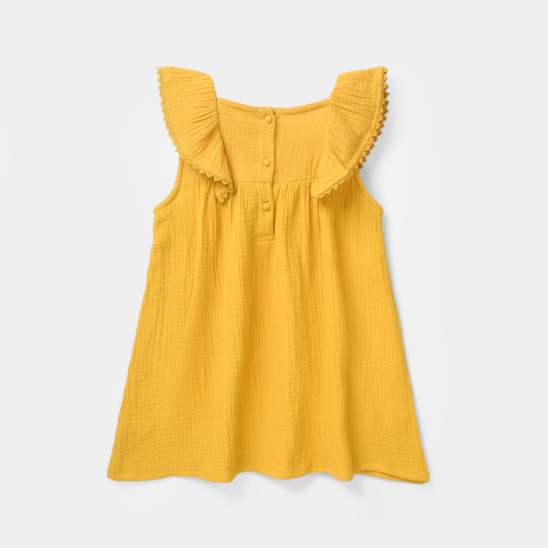 Girls Cotton Casual Frock (Sunny) - Yellow