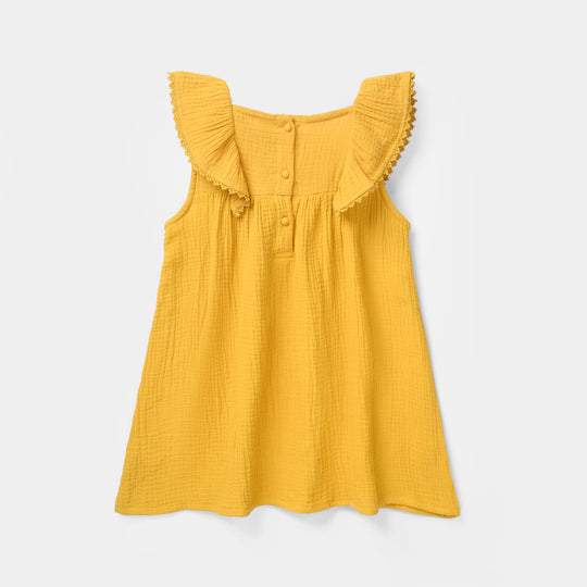 Girls Cotton Casual Frock (Sunny) - Yellow