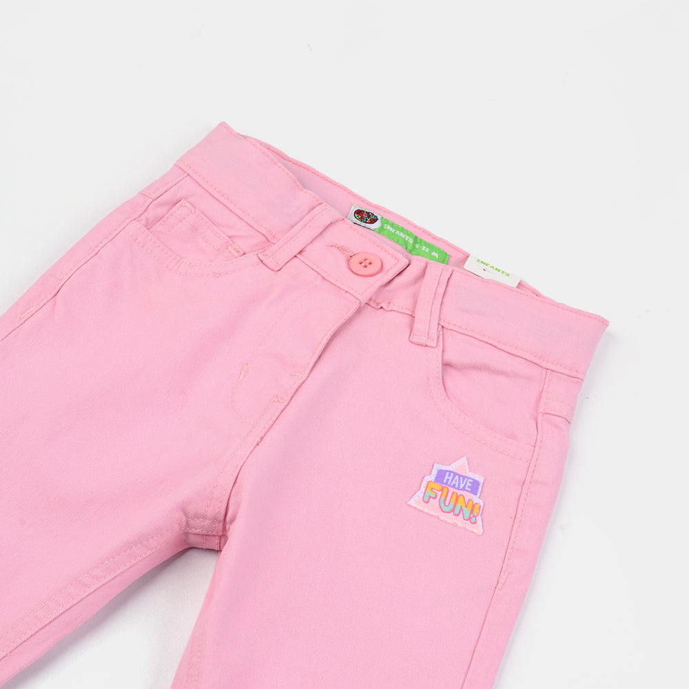 Infant Girls Cotton Twill Pant - Candy Pink