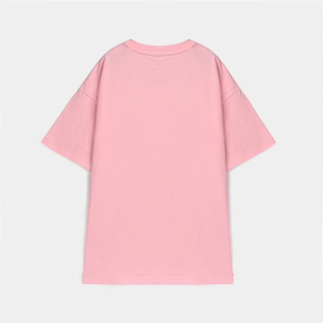 Girls Cotton Jersey T-Shirt (Butterfly) - Pink