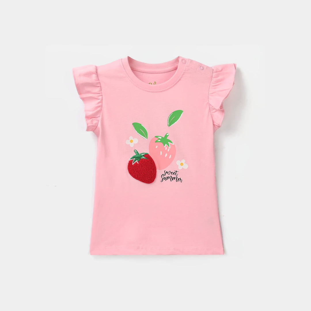 Infant Girls Cotton Jersey T-Shirt - Pink