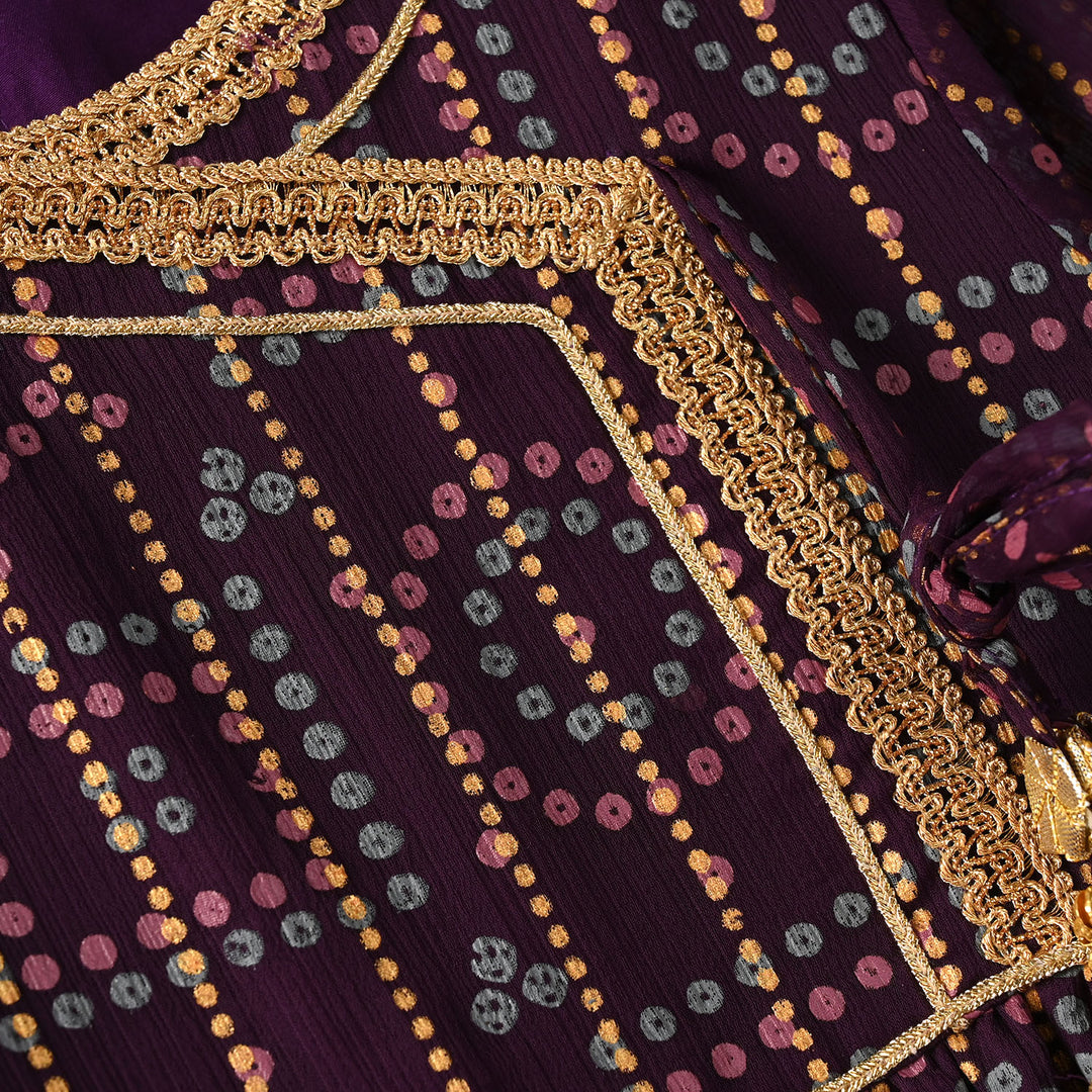 Girls Chiffon 3Pcs Sona Rani - Purple