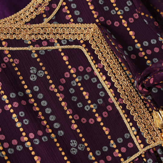 Girls Chiffon 3Pcs Sona Rani - Purple