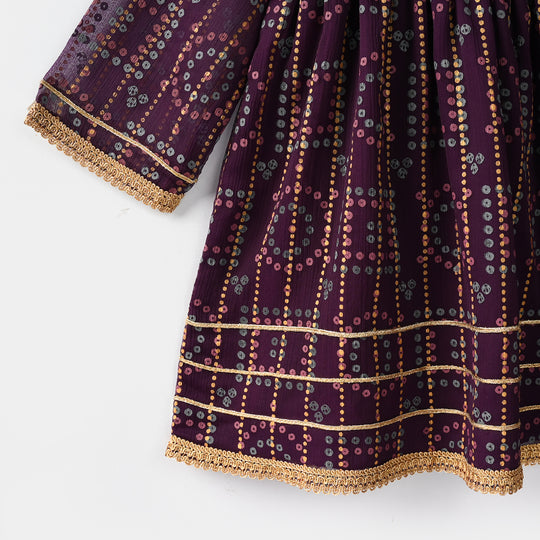 Girls Chiffon 3Pcs Sona Rani - Purple