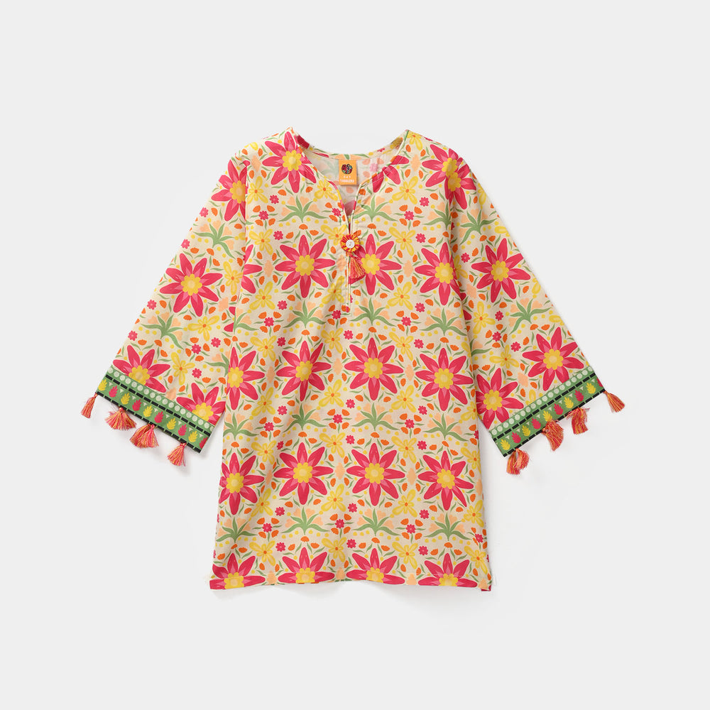 Girls Cotton Printed 2Pcs Suit - Multi