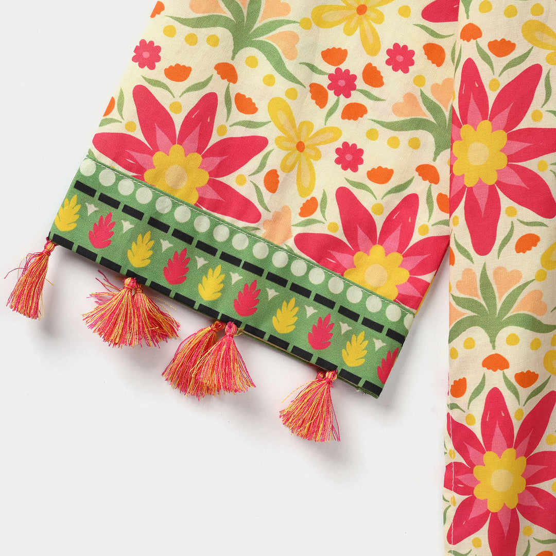 Girls Cotton Printed 2Pcs Suit - Multi