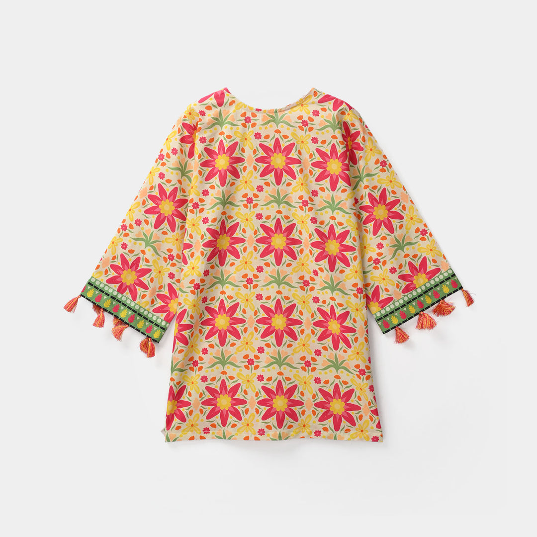 Girls Cotton Printed 2Pcs Suit - Multi