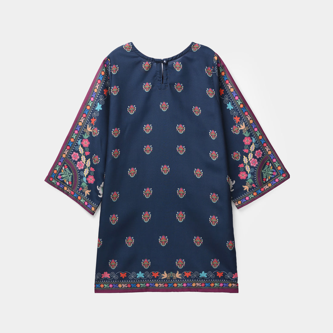 Girls Poly Twill Printed 2Pcs - Blue