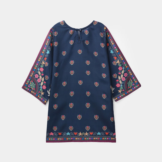 Girls Poly Twill Printed 2Pcs - Blue