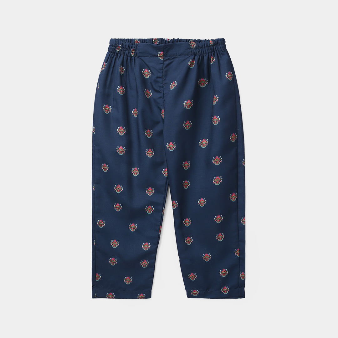 Girls Poly Twill Printed 2Pcs - Blue