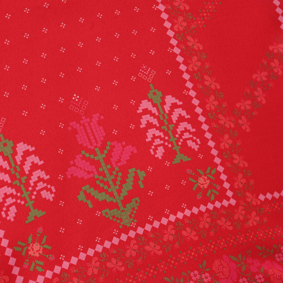 Girls Poly Twill Printed Kurti - Shocking Pink