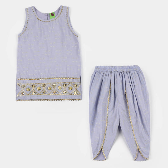Infant Girls Jacquard 2-Pc Set (Gota Rani) - Lilac
